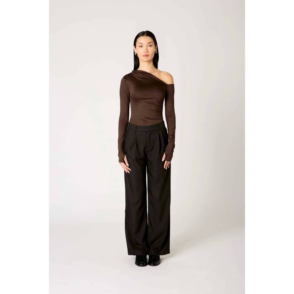 NEW NIA cleo long sleeve top in brown
